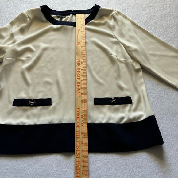 Talbots Colorblock Nautical Sailor Top Navy Cream Gold Buttons Size Medium - Picture 3 of 8